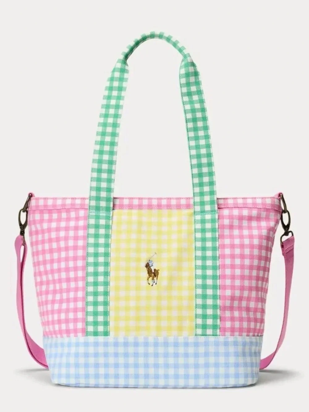 Ralph Lauren Pastel Gingham Tote in Pink, Green, Yellow & Blue NWT